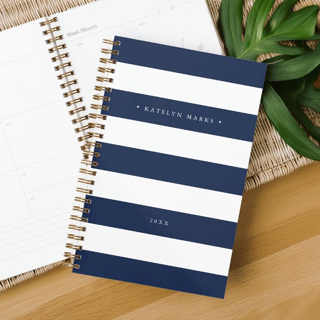 Personalized Navy and White Stripe Planner (Creator Uploaded)