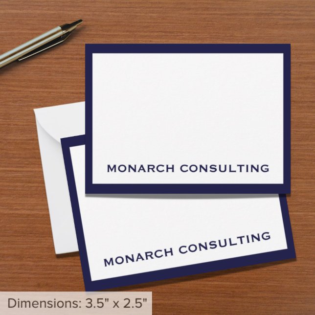 Personalized Navy and White Typographic Business Note Card (Creator Uploaded)