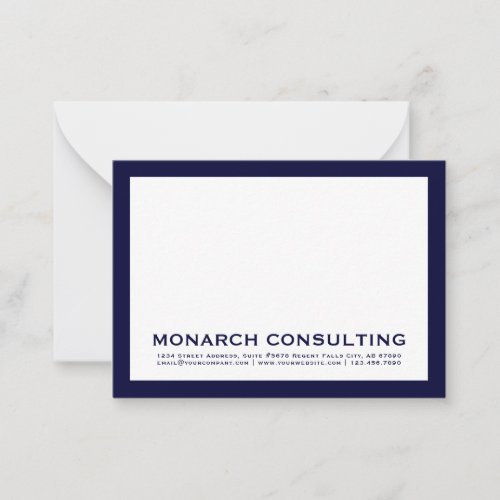 Personalized Navy and White Typographic Business Note Card