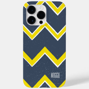 Personalized navy and yellow modern preppy Case-Mate iPhone 14 pro max case