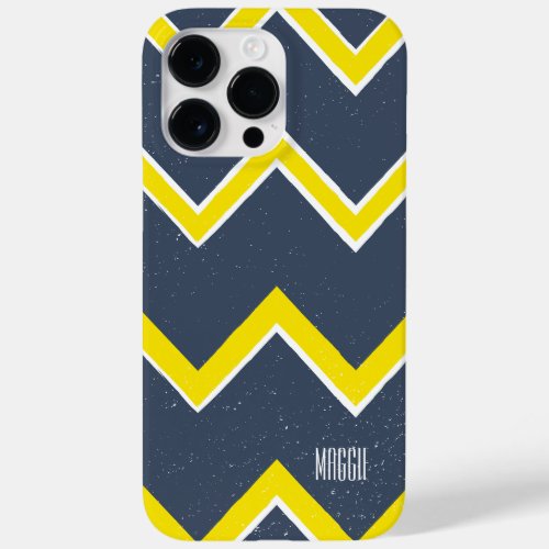 Personalized navy and yellow modern preppy Case_Mate iPhone 14 pro max case