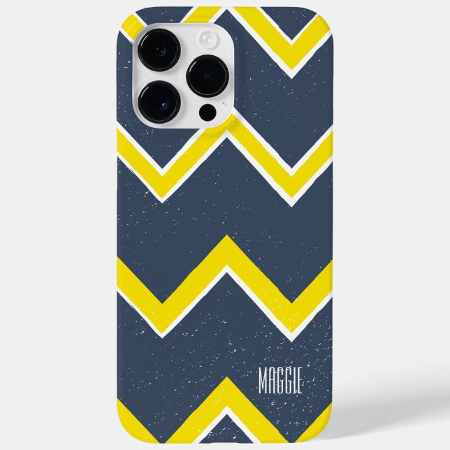 Personalized navy and yellow modern preppy Case-Mate iPhone case (Back)