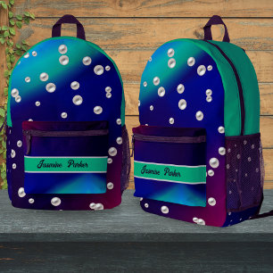 Personalized Navy Back-to-school Pearls Girls Camp Printed Backpack