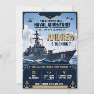 Personalized Navy Battleship Birthday Invitation