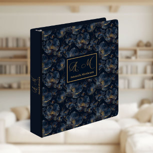 Personalized Navy Binder Chic Gold Memory Gift