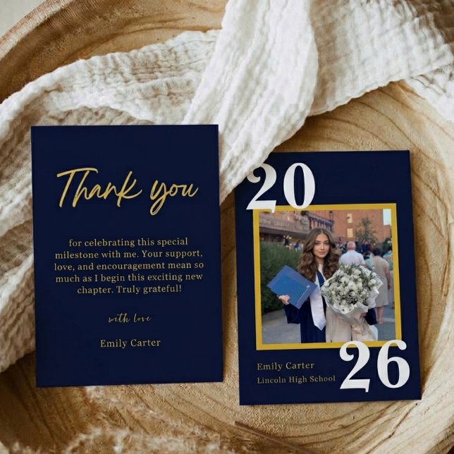 Personalized Navy Bleu Graduation Card Class 2026 (Creator Uploaded)