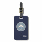Personalized Navy Blue Airplane Travel
