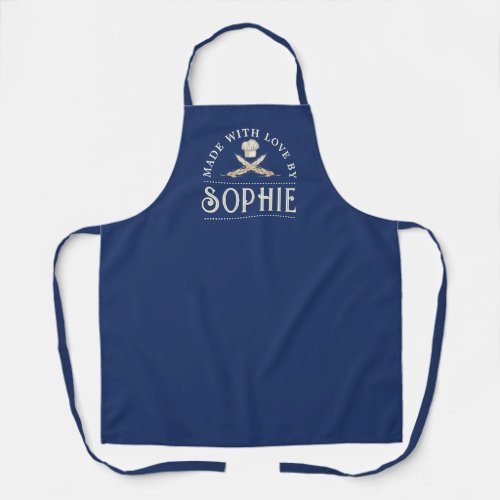 Personalized Navy Blue All_Over Print Apron