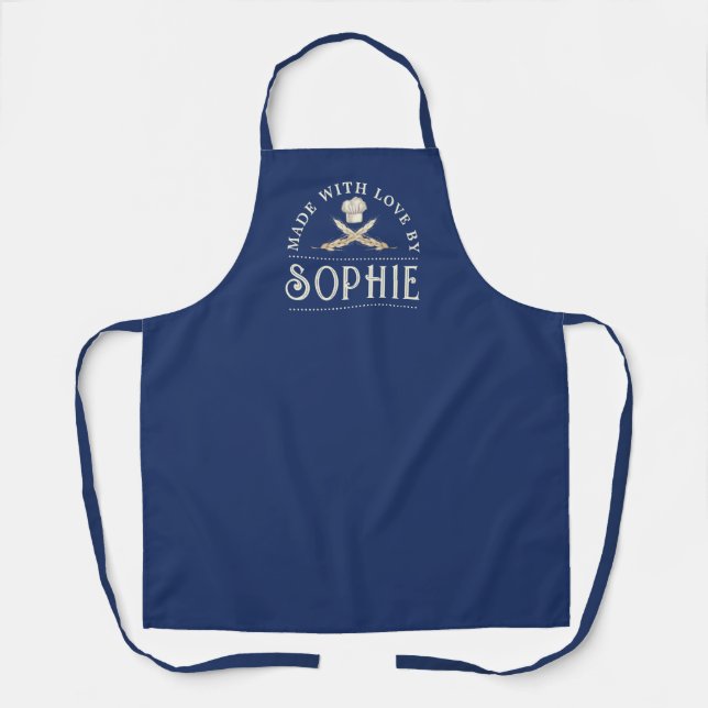 Personalized Navy Blue All-Over Print Apron (Front)
