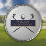 Personalized Navy Blue and Gold Golf Ball  Golf Ball Marker<br><div class="desc">Personalize the name to create a great golf gift and keepsake. Designed by Thisisnotme©</div>