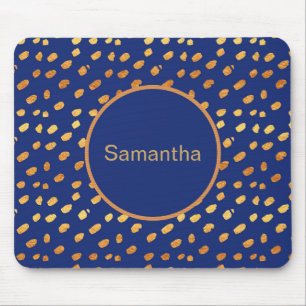 Personalized Navy Blue and Gold Monogram Mousepad