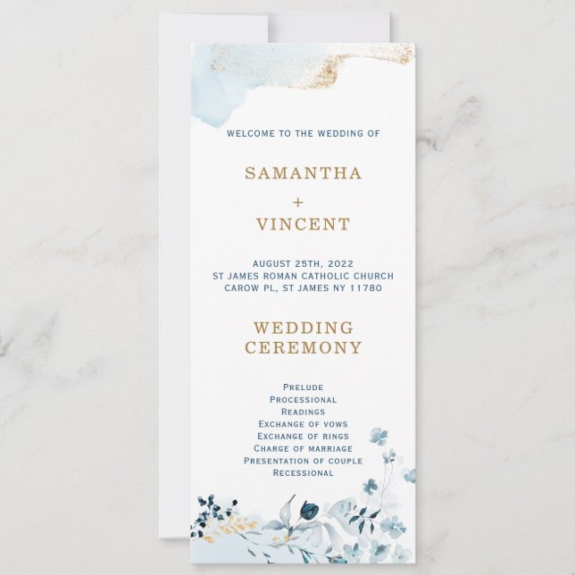 Personalized Navy Blue and Gold Program Template (Front)