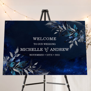 Personalized Navy Blue and Silver Welcome Sign
