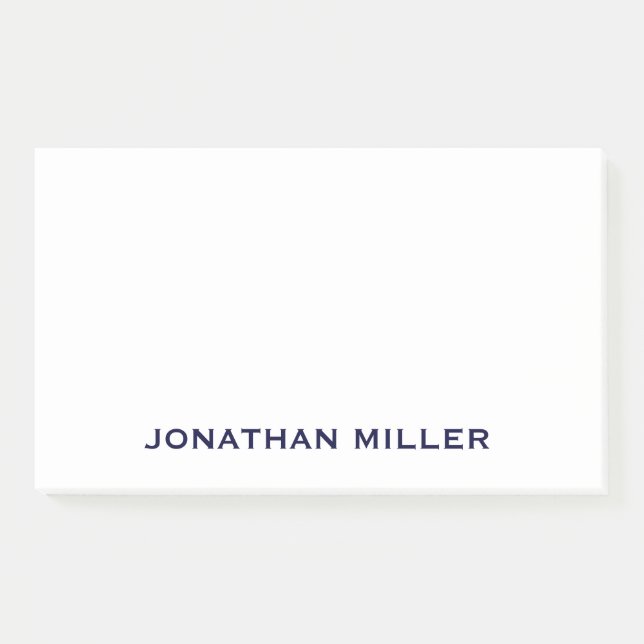 Personalized Navy Blue and White Monogram 10x6 Post-it Notes (Front)
