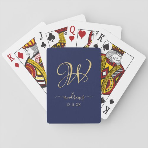 Personalized navy blue and white Signatur Poker Cards