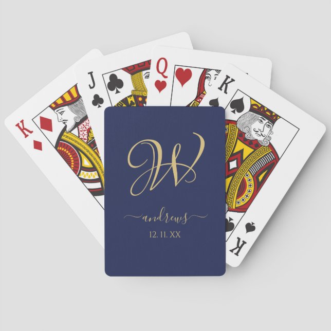 Personalized navy blue and white Signatur Poker Cards (Back)