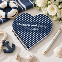 Personalized Navy Blue and White Striped Wedding