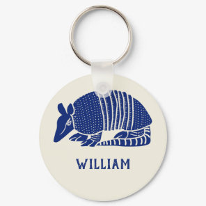 Personalized Navy Blue Armadillo Keychain