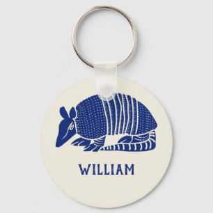 Personalized Navy Blue Armadillo Keychain