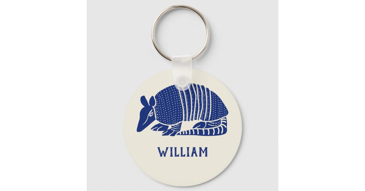 Personalized Navy Blue Armadillo Keychain Zazzle