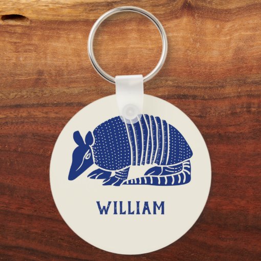 Personalized Navy Blue Armadillo Keychain Zazzle