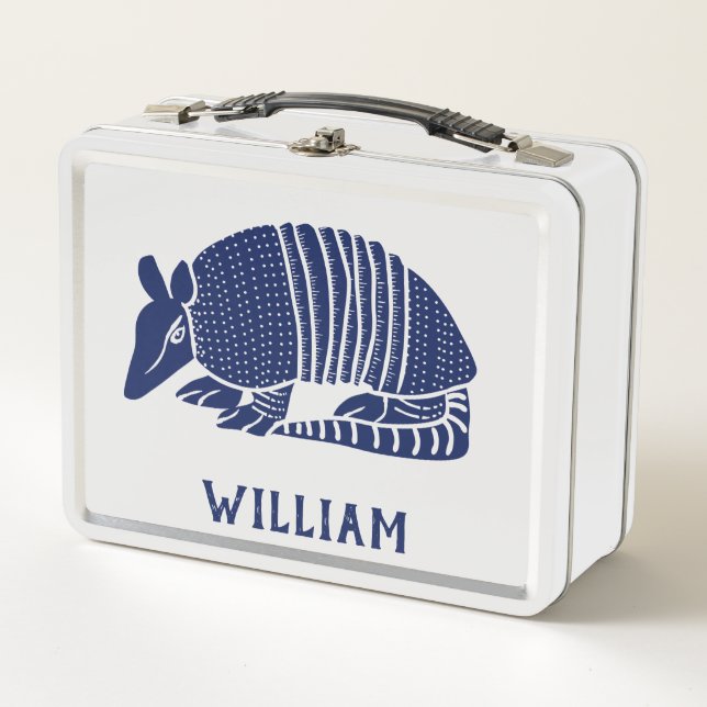 Personalized Navy Blue Armadillo  Metal Lunch Box (Front)