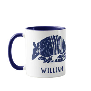 Personalized Navy Blue Armadillo Mug
