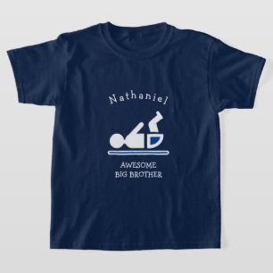 Personalized Navy Blue AWESOME BIG BROTHER T-Shirt