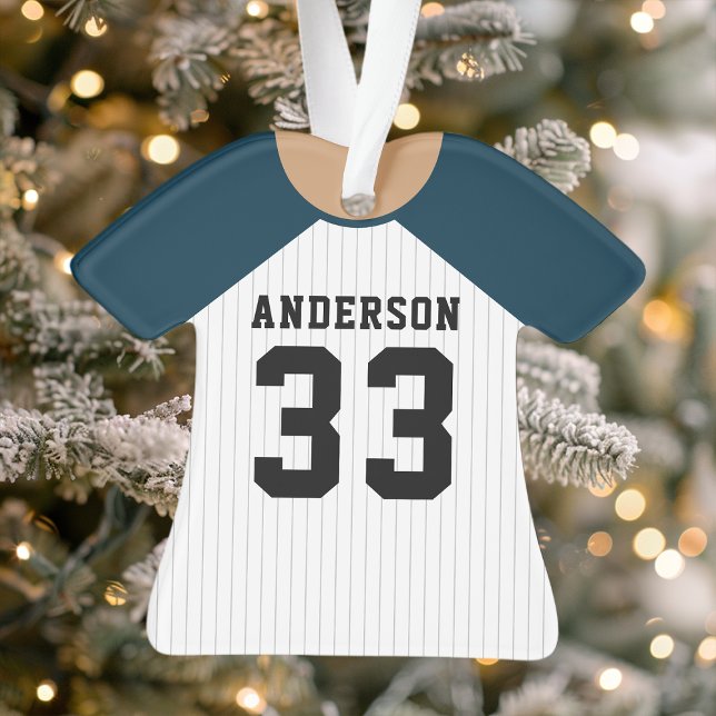  Personalized Navy Blue Baseball Jersey Ornament (Creator Uploaded)