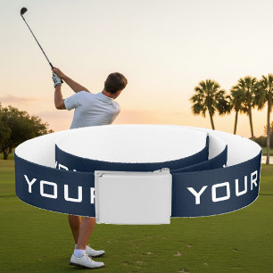 Personalized navy blue canvas belt for golf player