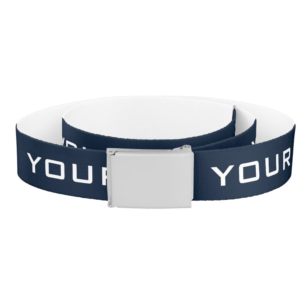 Personalized navy blue canvas belt for golf player | Zazzle