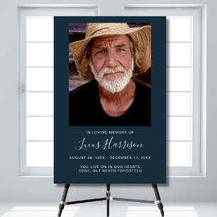 Personalized Navy Blue Celebration of Life Funeral Foam Board