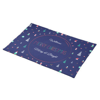 Personalized Navy Blue Christmas Table Placemat