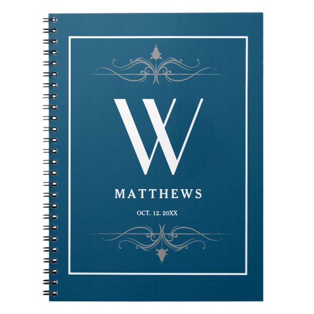 Personalized navy blue Classic  Notebook (Front)