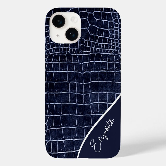 Personalized Navy Blue Crocodile Case-Mate iPhone Case