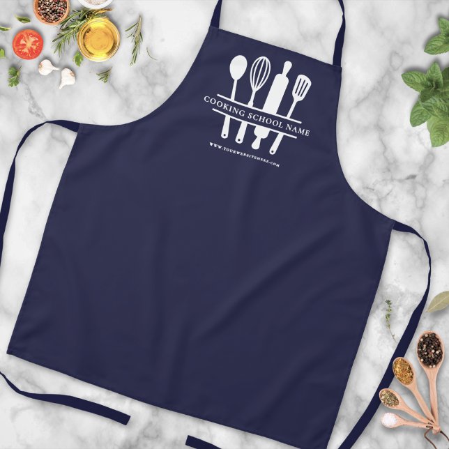 Personalized Navy Blue Culinary Kitchen Cooking Apron (Personalized Navy Blue Culinary Kitchen Cooking Apron )