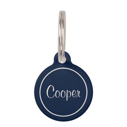 Personalized navy blue dog pet ID tag