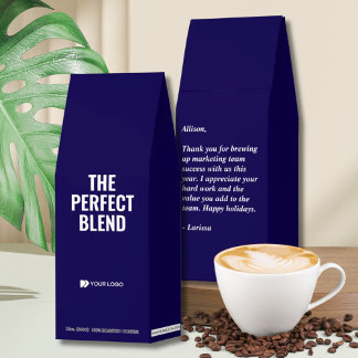 Personalized Navy Blue Employee Logo Gift Roasted Coffee