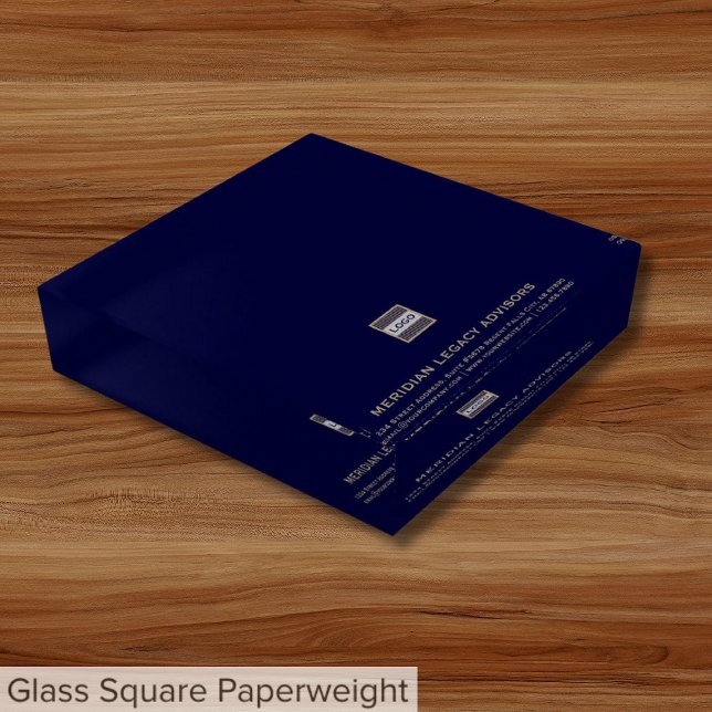 Personalized Navy Blue Glass Paperweight (Creator Uploaded)