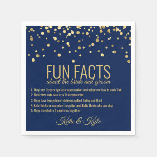 Personalized NAVY BLUE Gold Confetti FUN FACTS Napkins