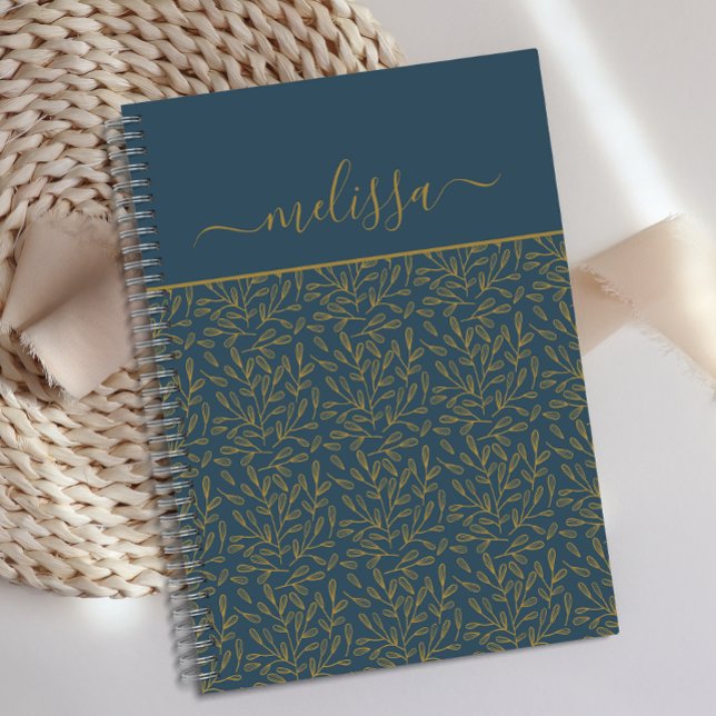 Personalized Navy Blue Gold Geometric Journal  (Creator Uploaded)
