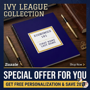 Personalized Navy Blue Gold Preppy Ivy League Notebook