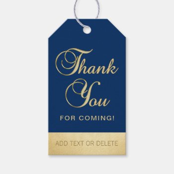 Personalized Navy Blue Gold Thank You For Coming Gift Tags by MonogrammedShop at Zazzle