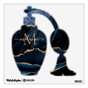 Personalized Navy Blue Gold Wall Decal Name Letter