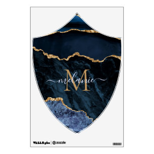 Personalized Navy Blue Gold Wall Decal Name Letter