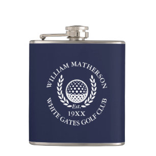 Personalized Navy Blue Golf Club Name Flask