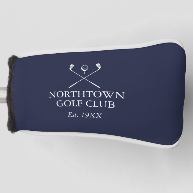 Personalized Navy Blue Golf Club Name Head Cover (Front)