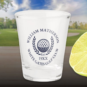 Personalized Navy Blue Golf Club Name Shot Glass