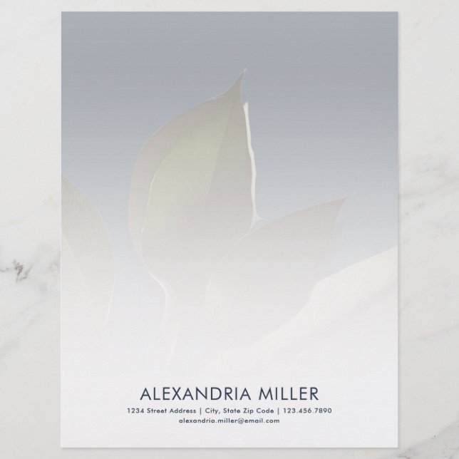 Personalized Navy Blue Greenery Stationery (Front)