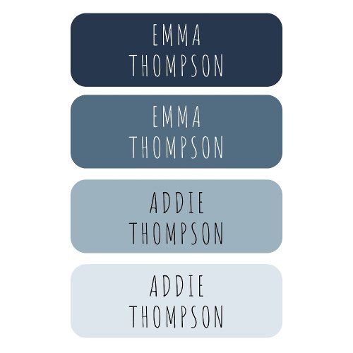 Personalized Navy Blue Grey Clothing Kids Labels